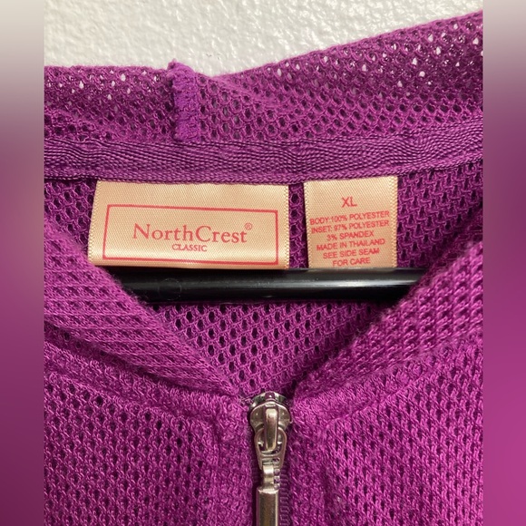 💙 North Crest Women’s Mesh Zip Up Hoodie, Lightweight, Purple - Size Large - Picture 2 of 5